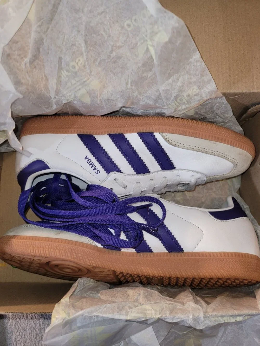 Adidas Samba OG Women's Size 8 White Purple Tan Gum Sneakers IF6514 (#1754)